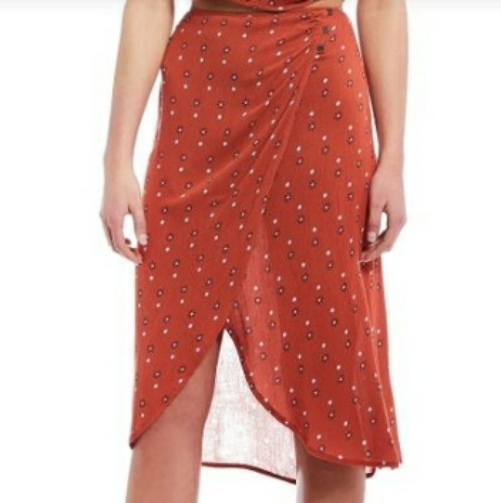 Patrons Of Peace Red Printed Wrap Skirt